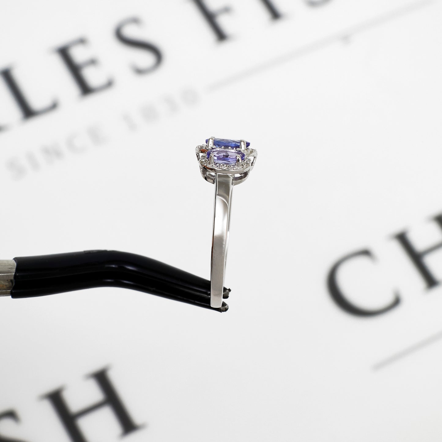 Pre-Owned 9ct White Gold Tanzanite & Diamond Trinity Ring