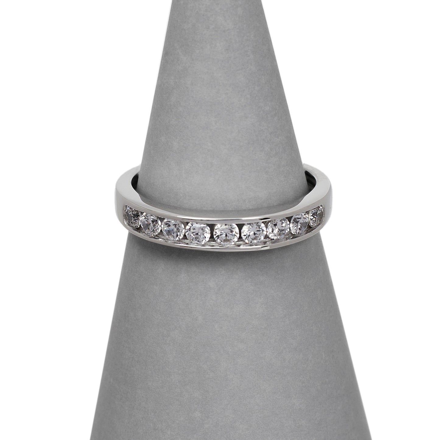 Pre-Owned 9ct White Gold CZ Half Eternity Ring