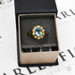 Pre-Owned 9ct Gold Blue Topaz & Pearl Cluster Ring