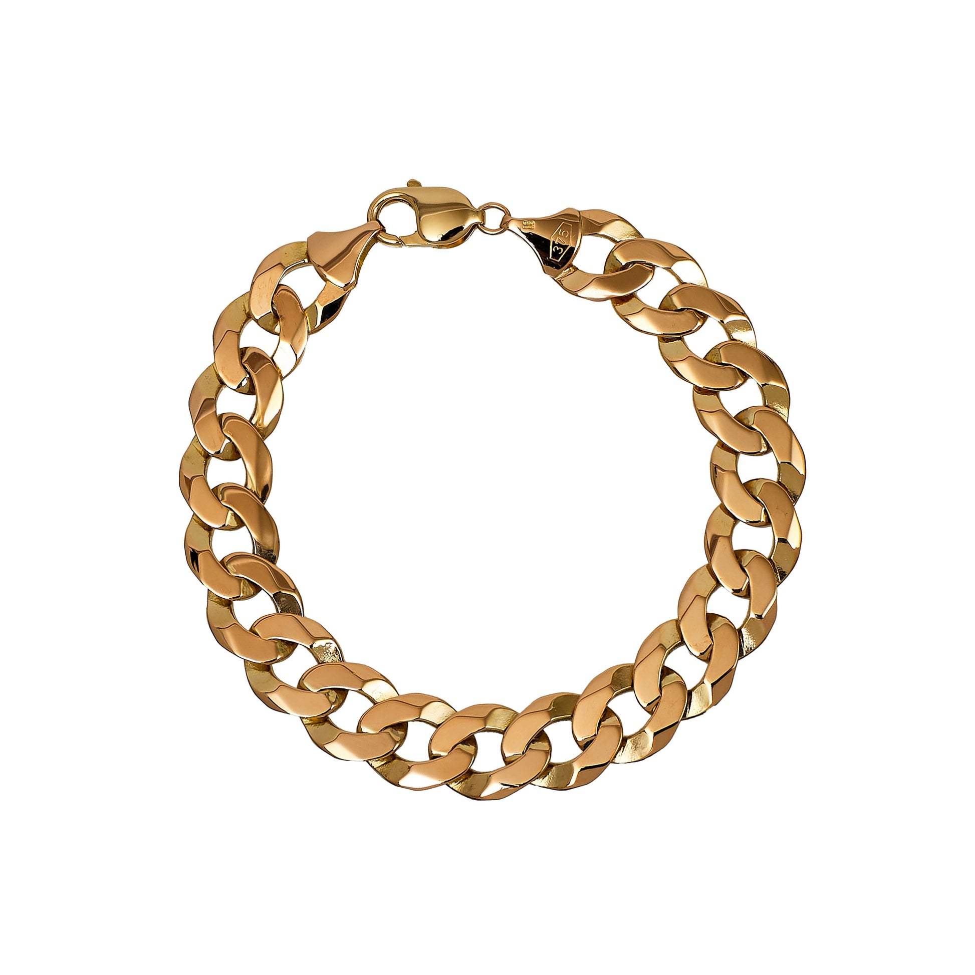 Pre-Owned 9ct Gold 12mm Curb Chain Bracelet 9 Inch