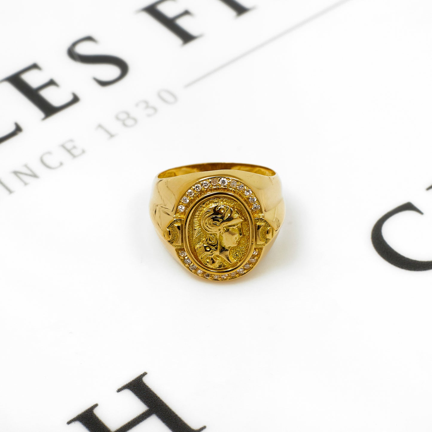 Pre-Owned 18ct Gold CZ Centurion Signet Ring