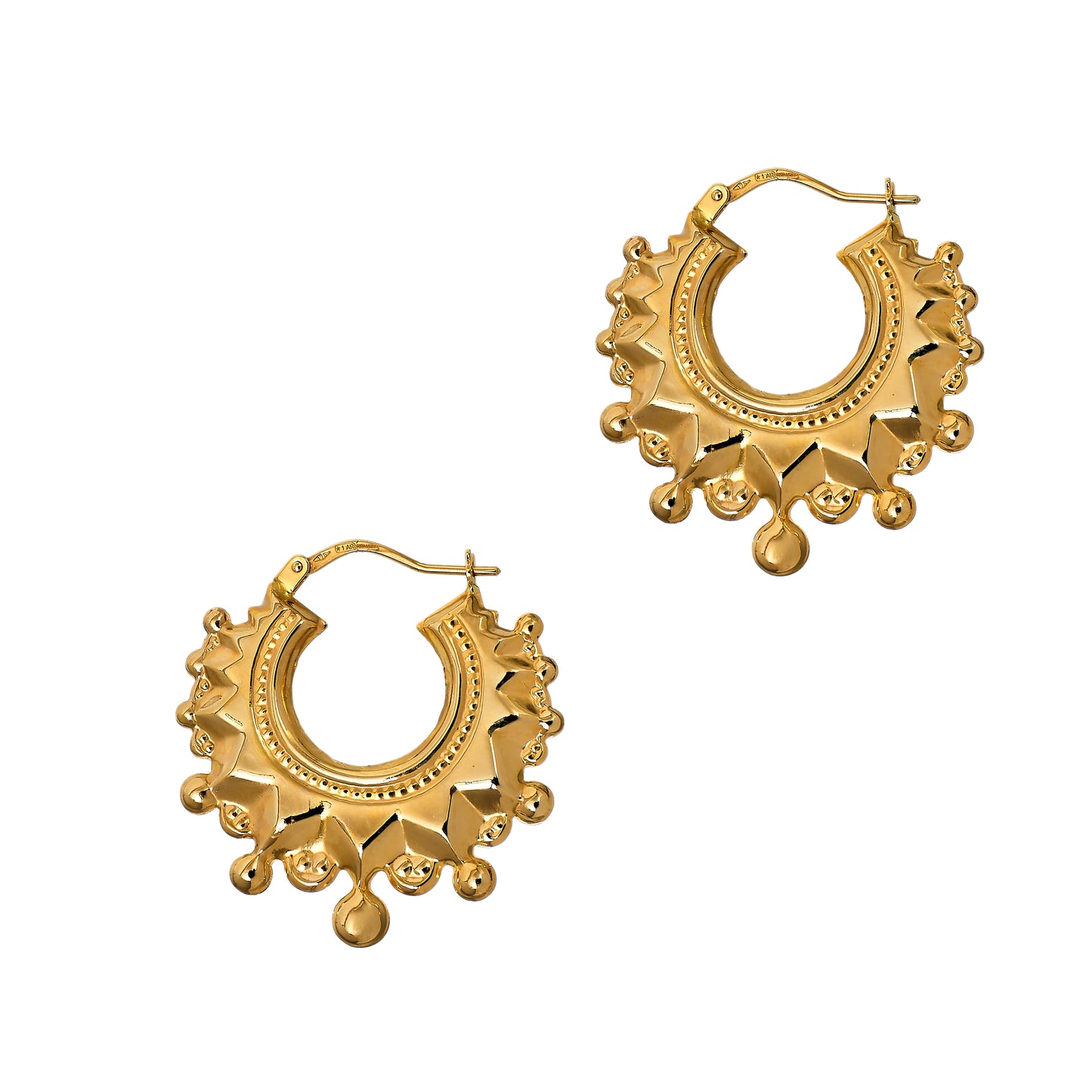 Pre-Owned 9ct Gold Fancy Design Creole Earrings 