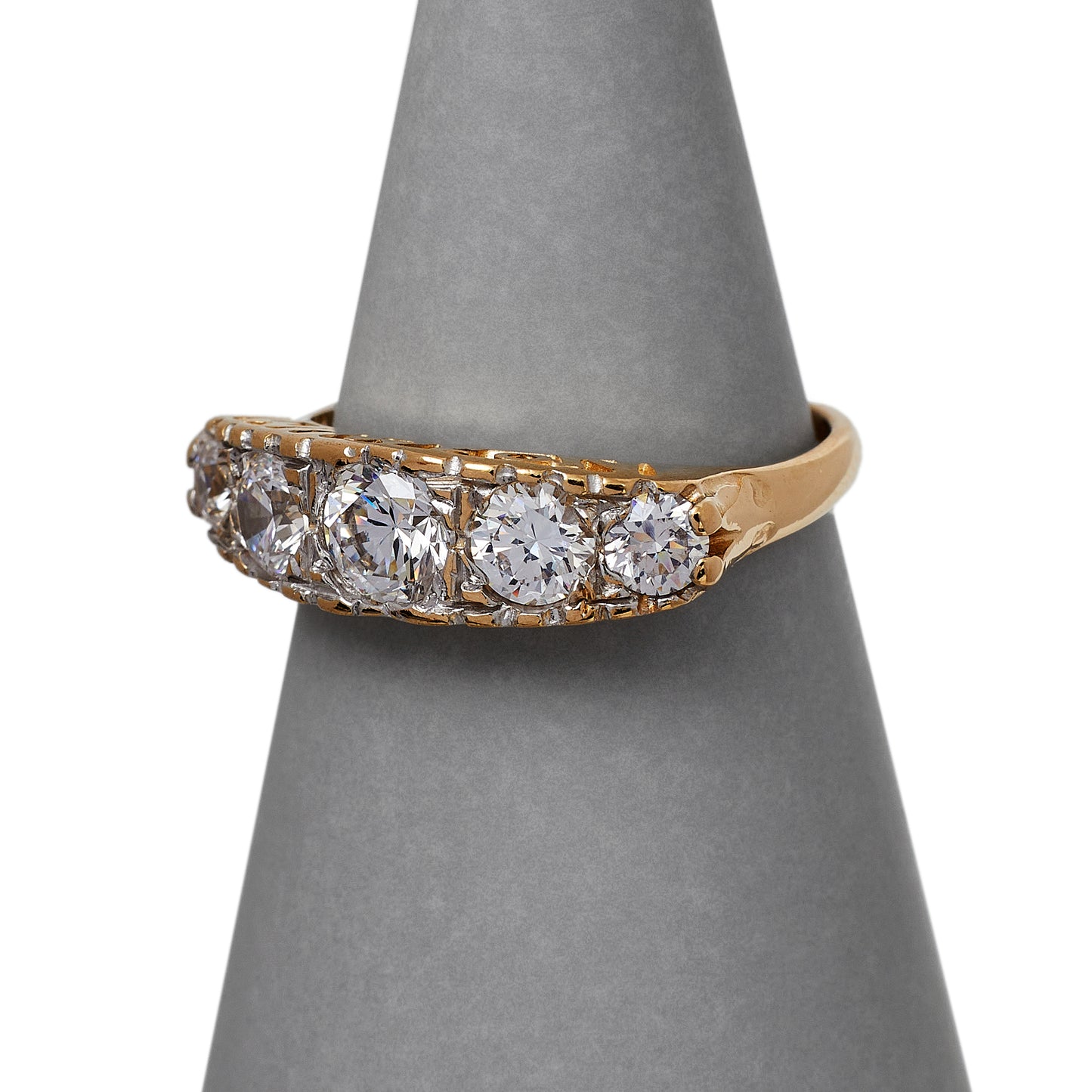 Pre-Owned 9ct Gold 5 CZ Dress Ring