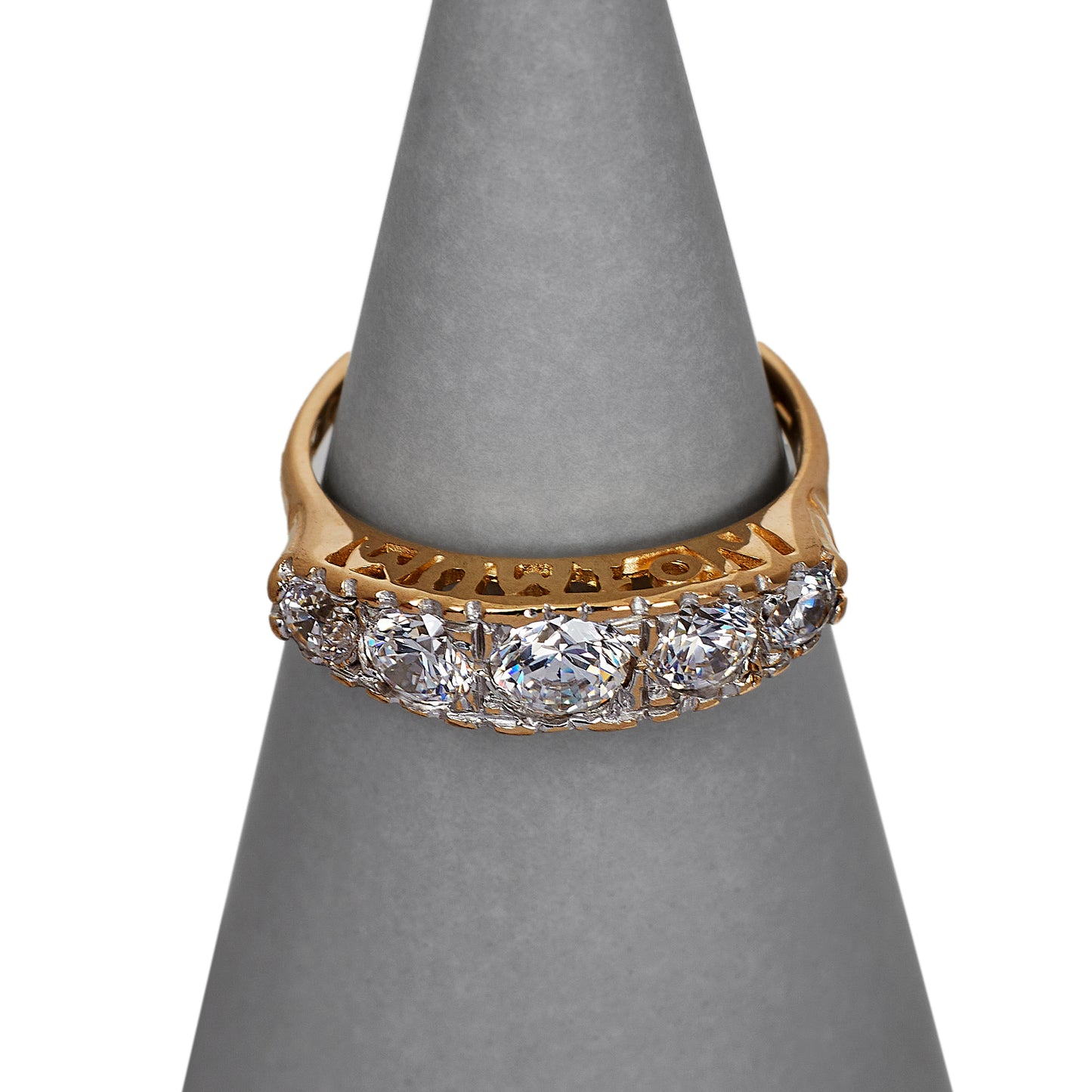 Pre-Owned 9ct Gold 5 CZ Dress Ring