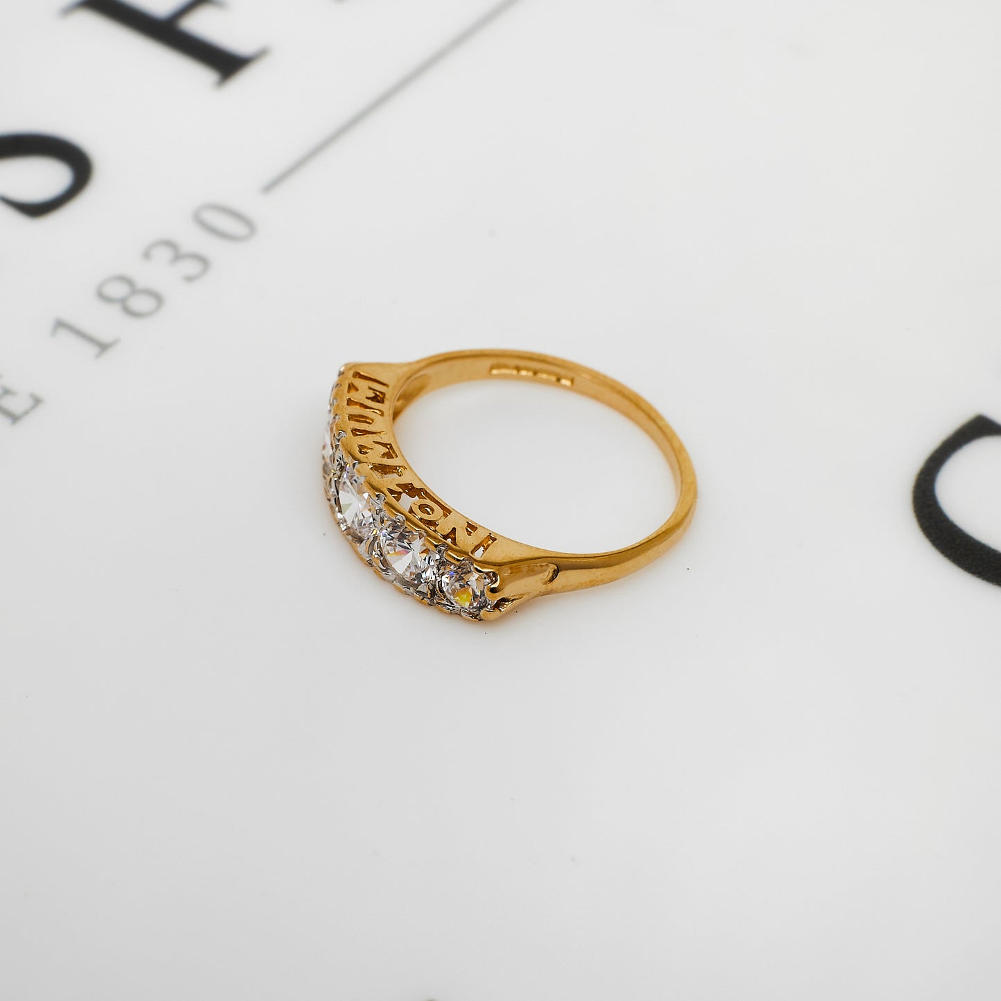 Pre-Owned 9ct Gold 5 CZ Dress Ring