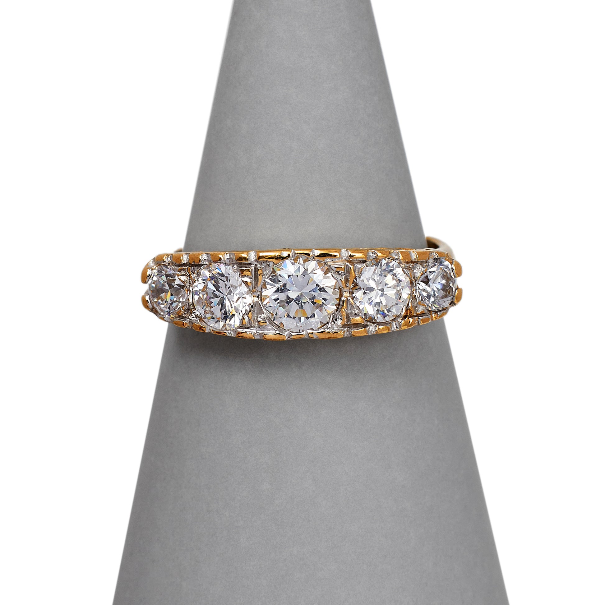 Pre-Owned 9ct Gold 5 CZ Dress Ring