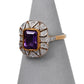 Pre-Owned 9ct Gold Amethyst & Diamond Cluster Ring