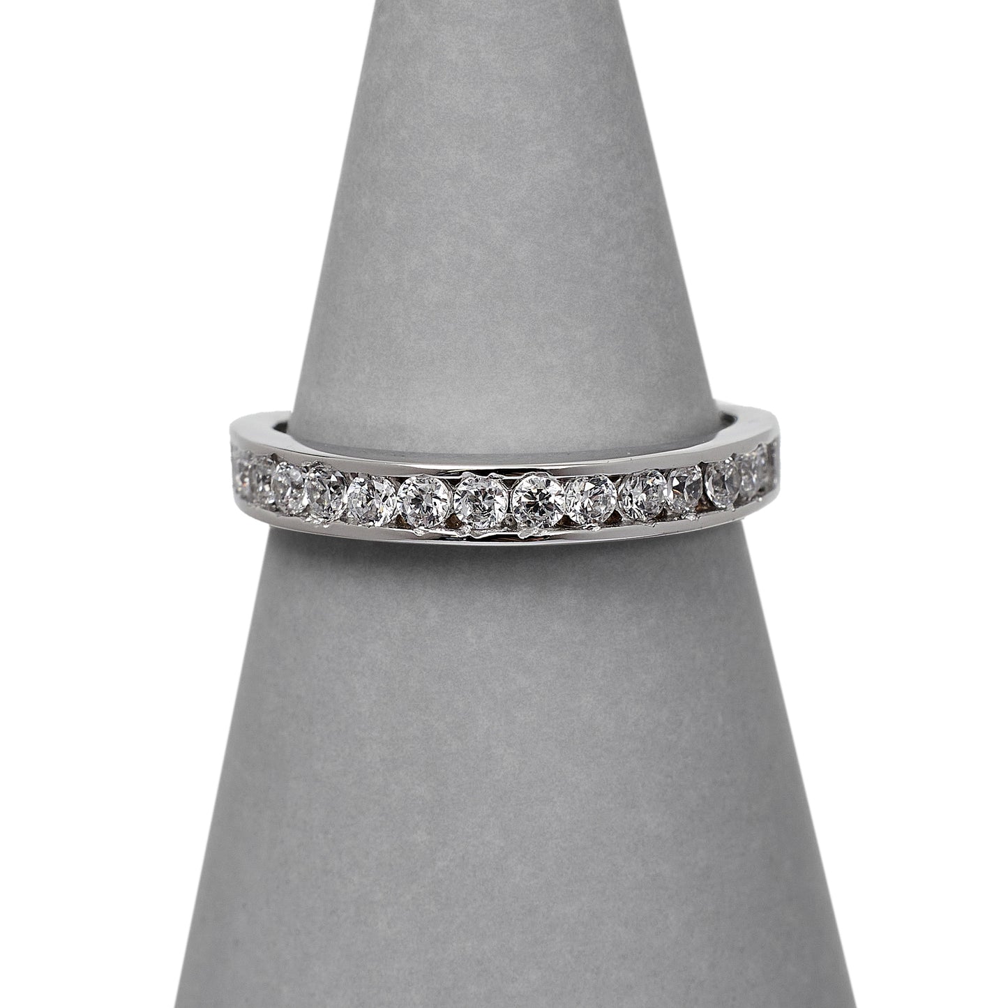 Pre-Owned 18ct White Gold CZ Half Eternity Ring | Size M