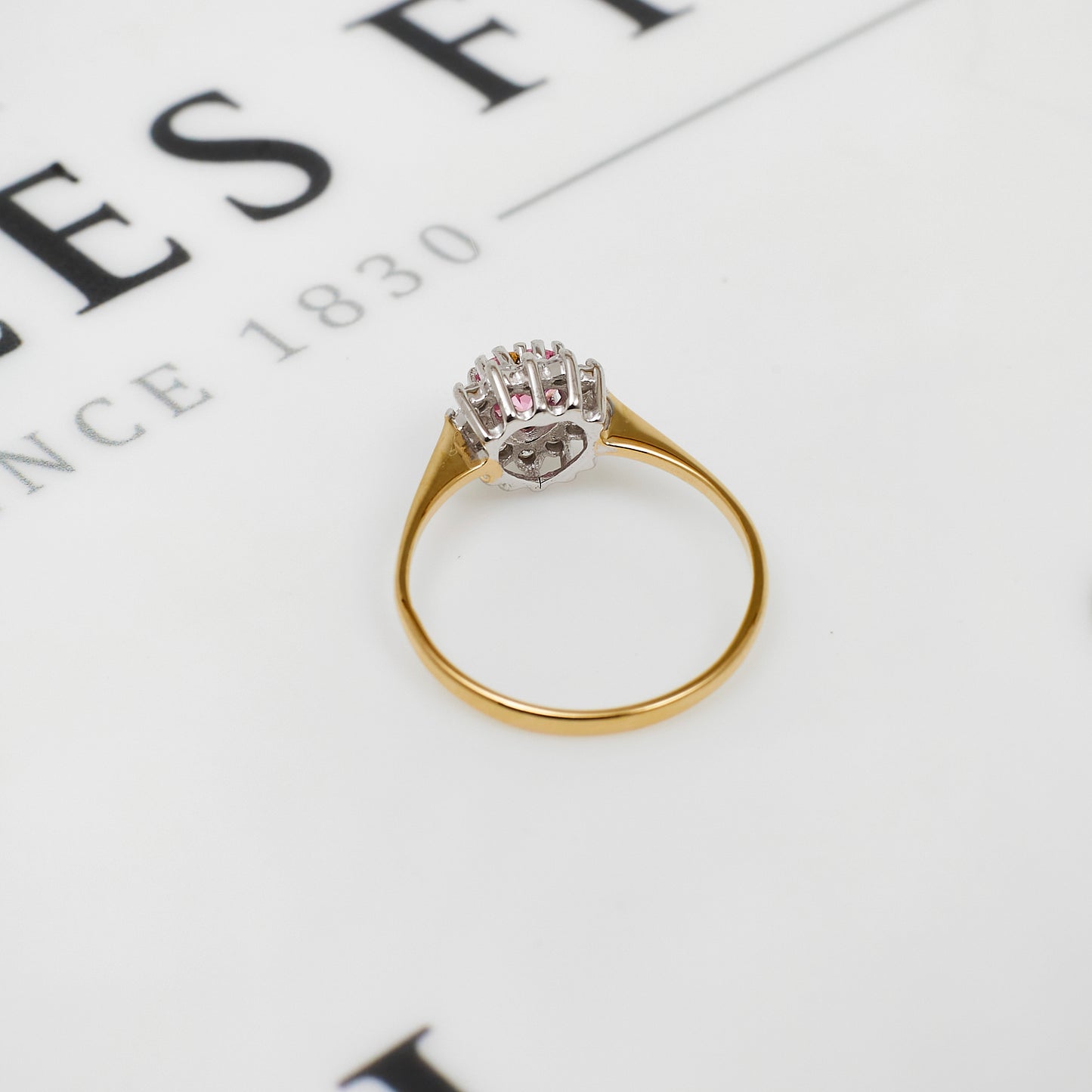 Pre-Owned 9ct Gold Pink Heart CZ Cluster Ring