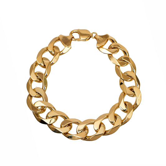 Pre-Owned 9ct Gold 15mm Curb Chain Bracelet 9 Inch