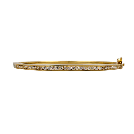 Pre-Owned 9ct Yellow Gold Cubic Zirconia Hinged Bangle