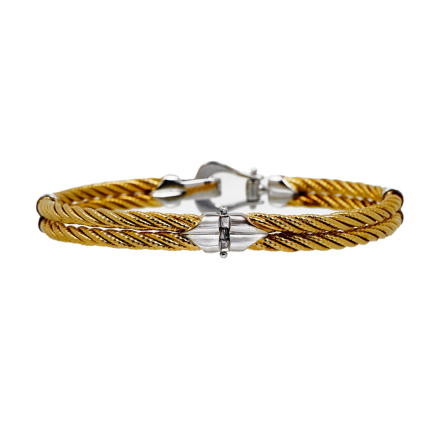 Pre-Owned 14ct Gold 2 Tone Rope Design Bangle