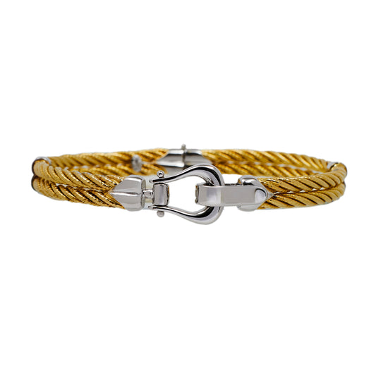 Pre-Owned 14ct Gold 2 Tone Rope Design Bangle