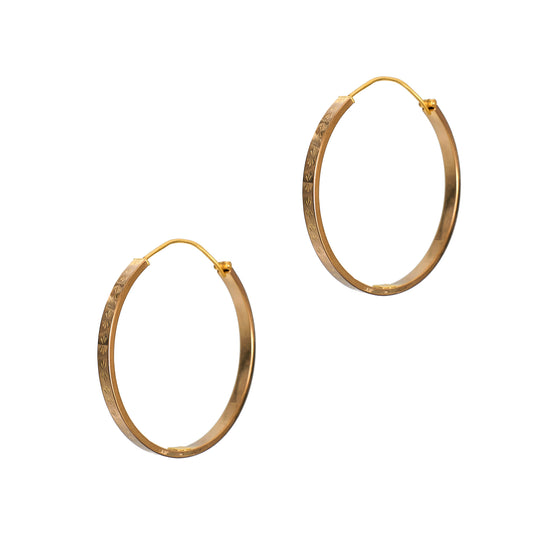 Pre-Owned 9ct Gold Star Design Hoop Earrings 