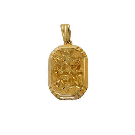 Pre-Owned 9ct Gold Flower Design Octagon Locket 