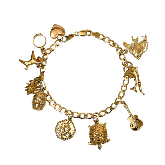 Pre-Owned 9ct Gold 11 Charms Bracelet