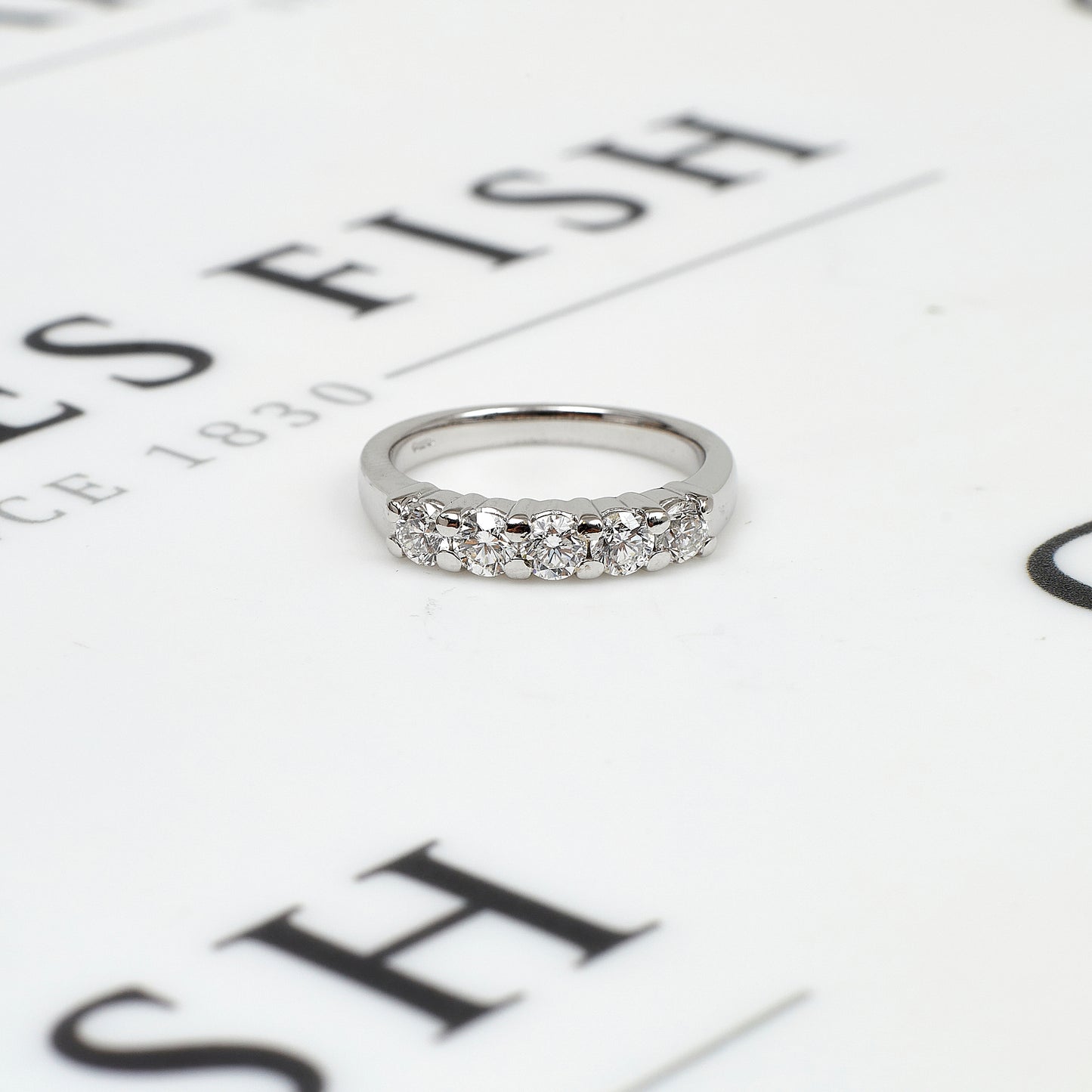 Pre-Owned 14ct White Gold & 5 Diamond Dress Ring Size N