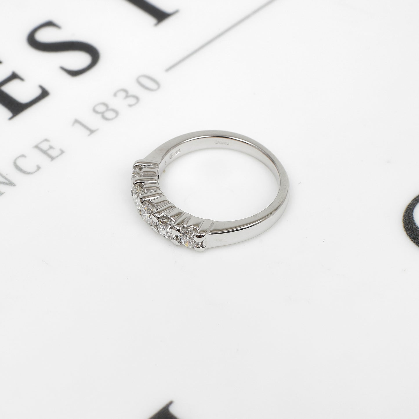 Pre-Owned 14ct White Gold & 5 Diamond Dress Ring Size N
