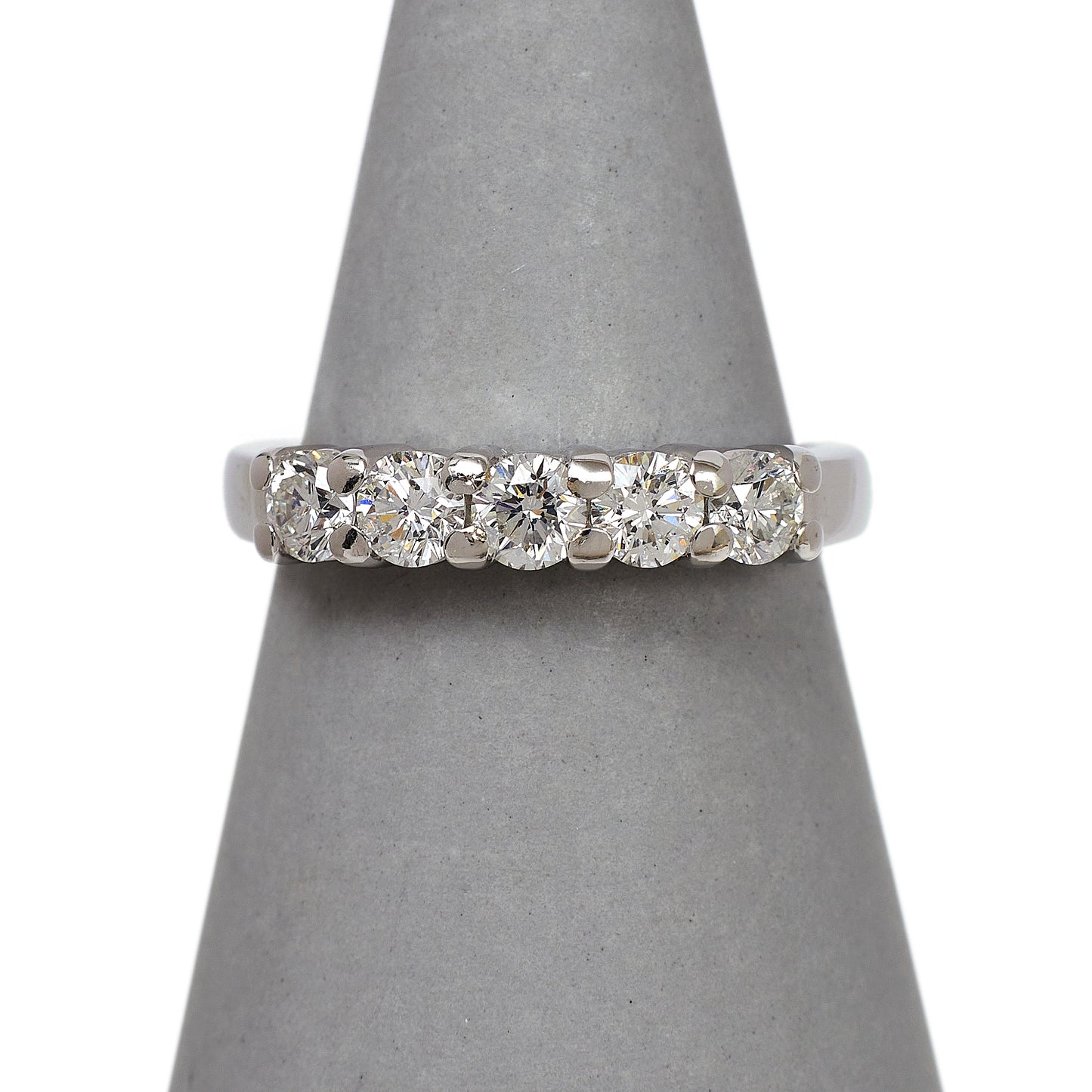 Pre-Owned 14ct White Gold & 5 Diamond Dress Ring Size N