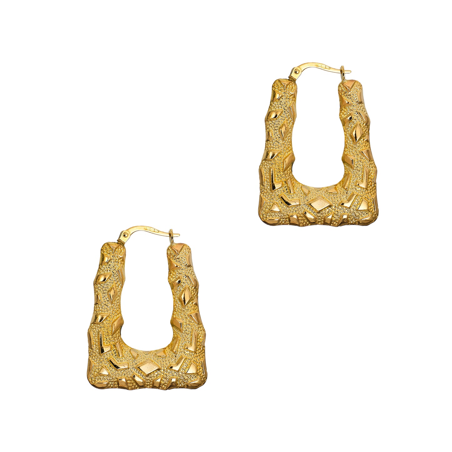 Pre-Owned 9ct Gold Rectangular Creole Earrings