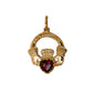 Pre-Owned 9ct Gold Garnet Claddagh Pendant 