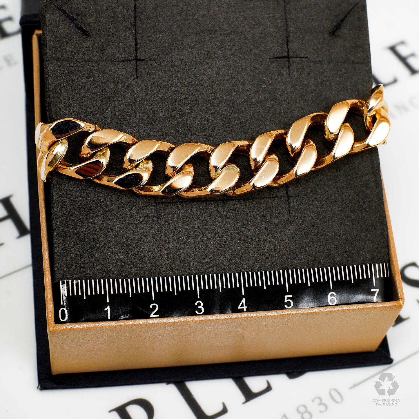 Pre-Owned Gents 9ct Gold 12mm Curb Chain Bracelet 10 inches