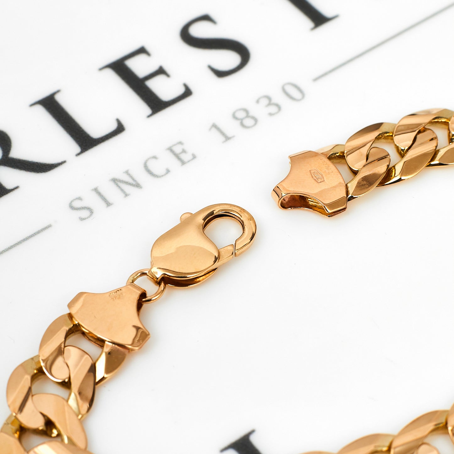 Pre-Owned 9ct Gold 11mm Curb Chain Bracelet 8.5 inches