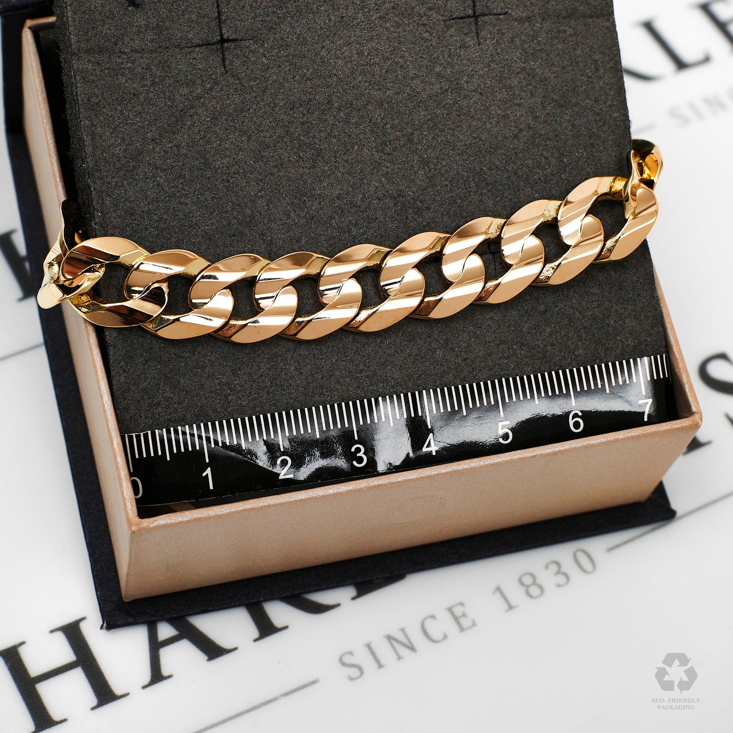 Pre-Owned 9ct Gold 11mm Curb Chain Bracelet 8.5 inches