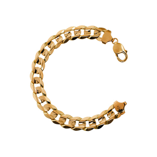 Pre-Owned 9ct Gold 11mm Curb Chain Bracelet 8.5 inches