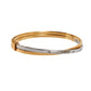 Pre-Owned 9ct Gold 2 Tone CZ Crossover Bangle