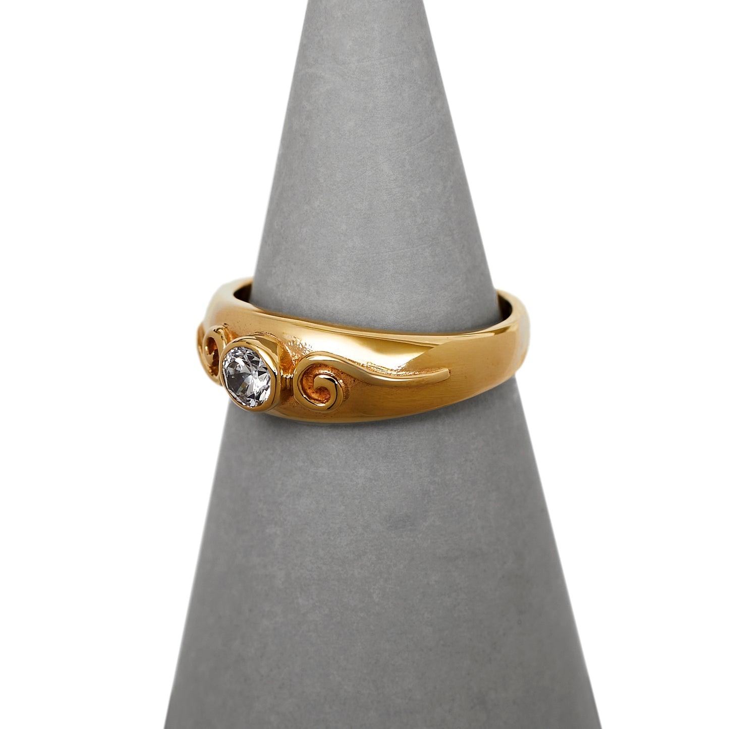 Pre-Owned 9ct Gold CZ Swirl Design Ring