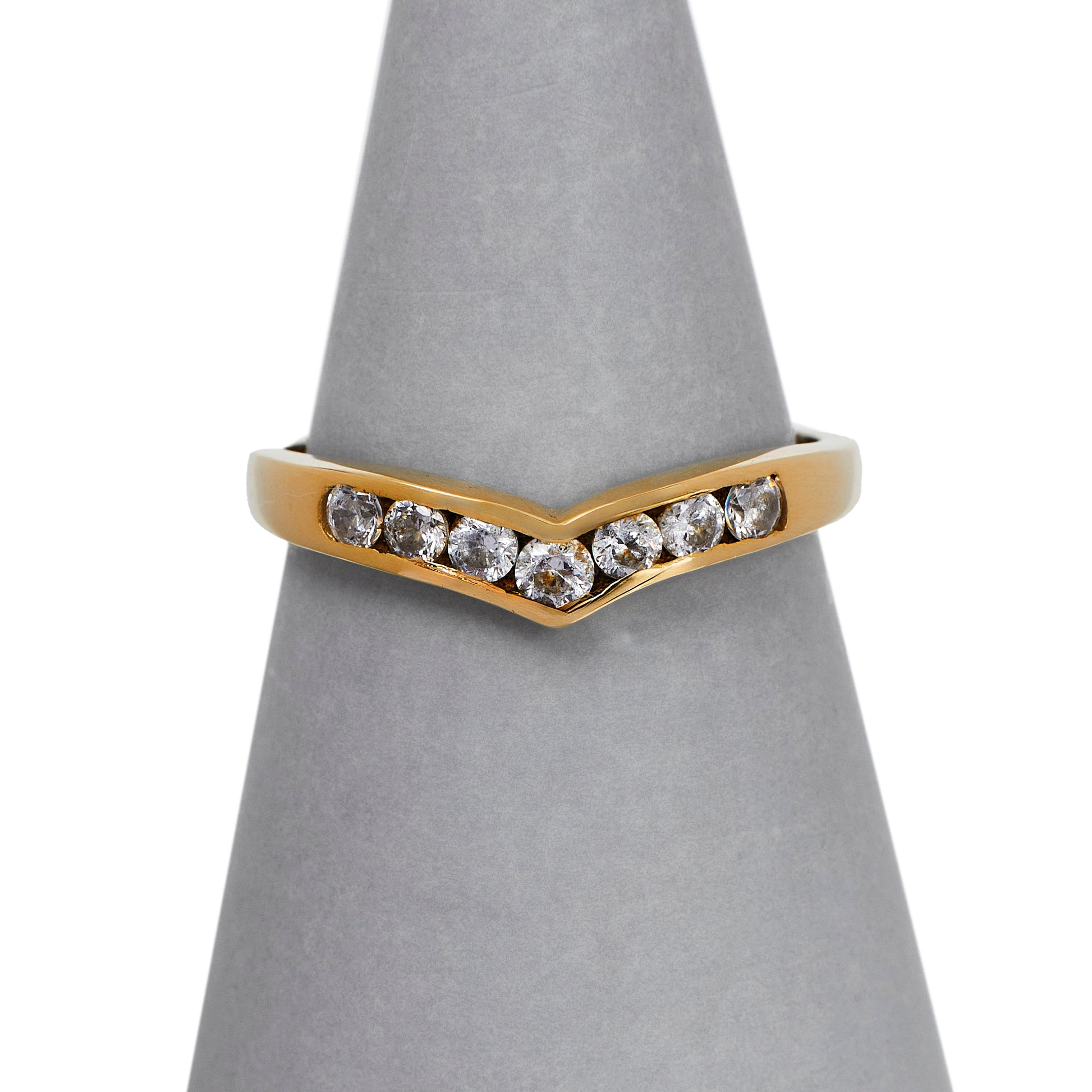 Pre-Owned 9ct Gold CZ Wishbone Ring