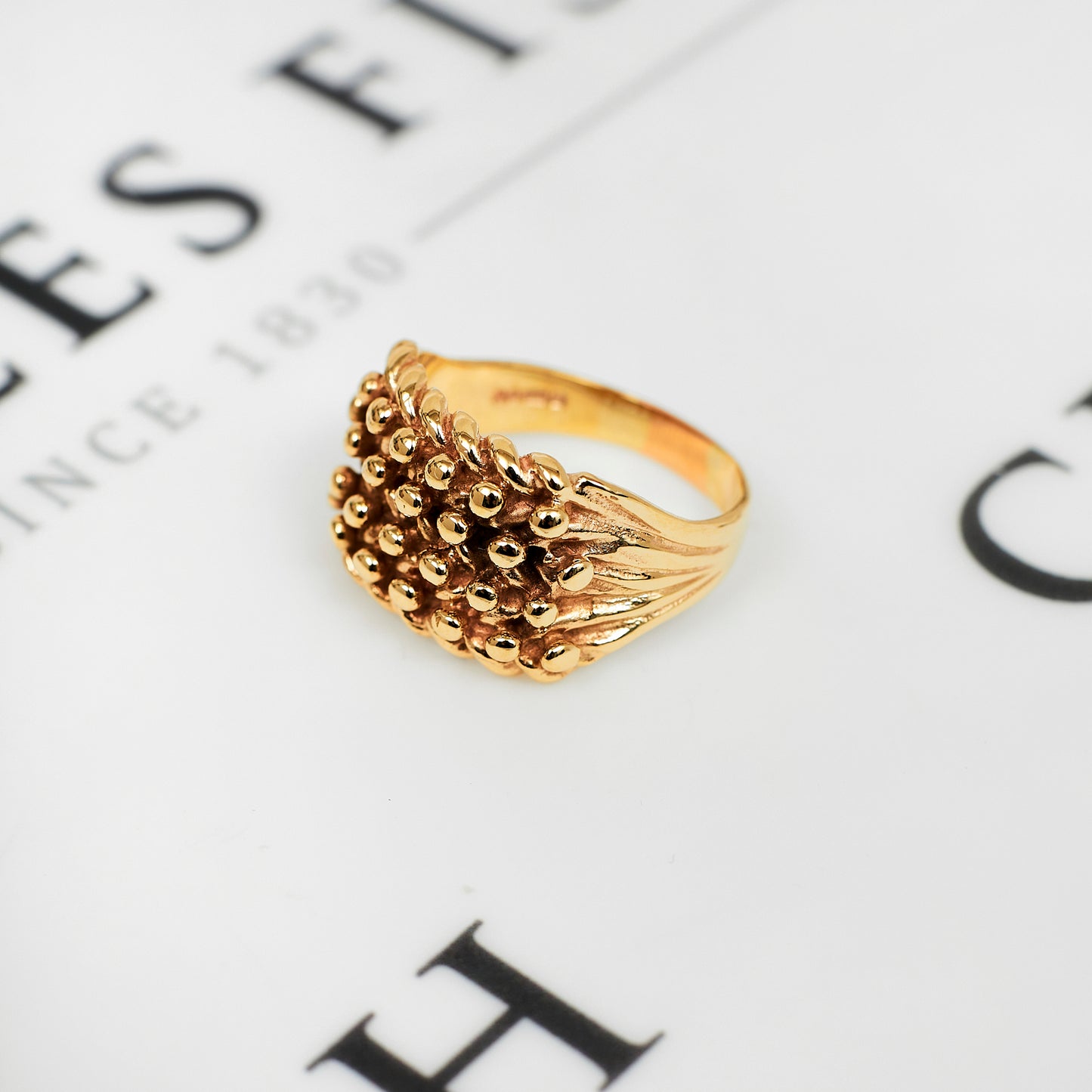 Pre-Owned 9ct Gold 4 Row Shot Ring - Size X