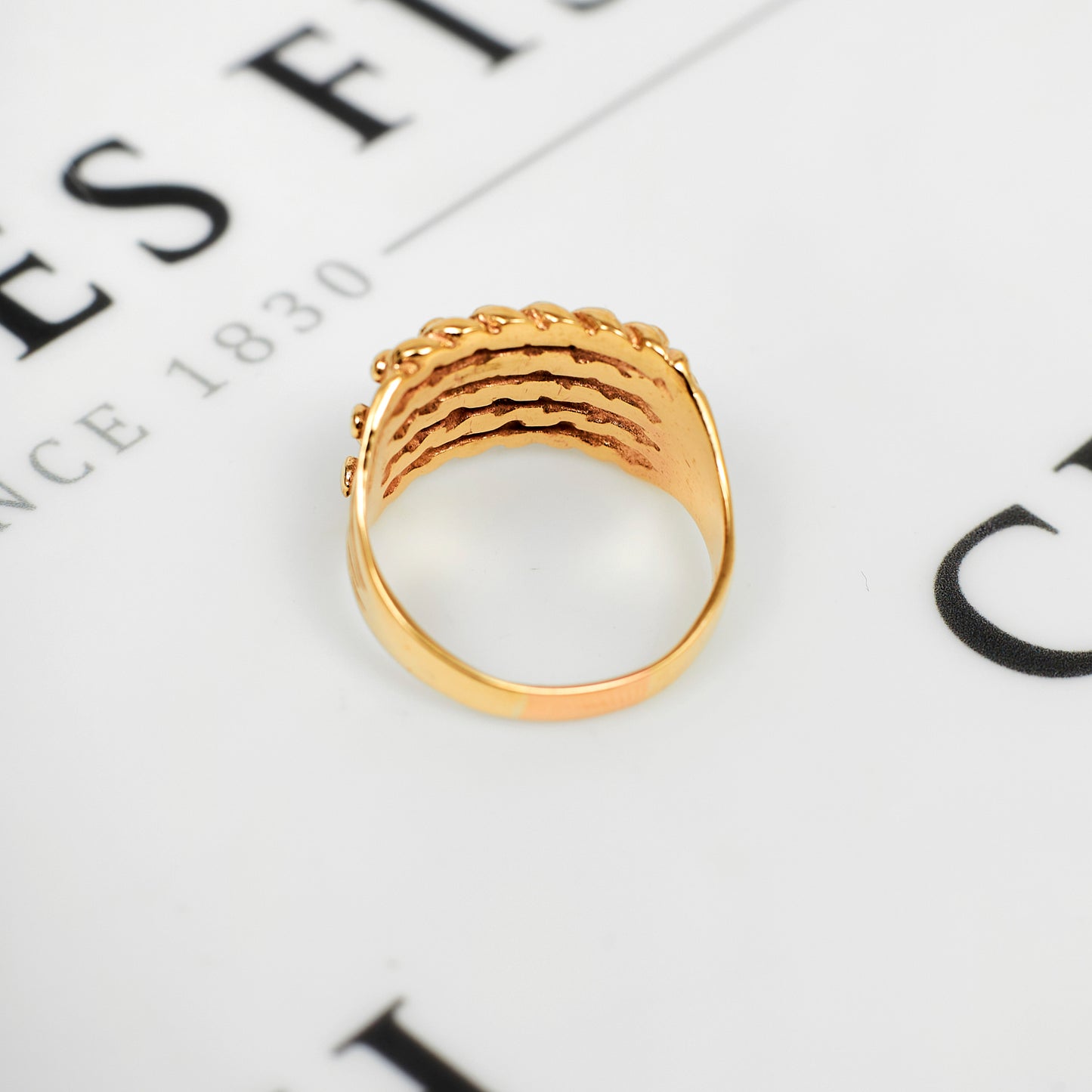 Pre-Owned 9ct Gold 4 Row Shot Ring - Size X