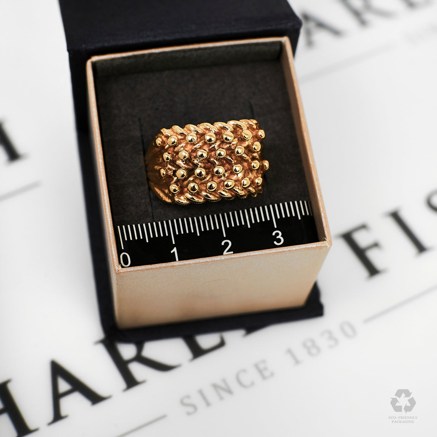 Pre-Owned 9ct Gold 4 Row Shot Ring - Size X