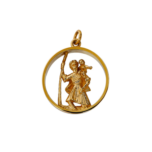 Pre-Owned 9ct Gold Openwork St Christopher Pendant