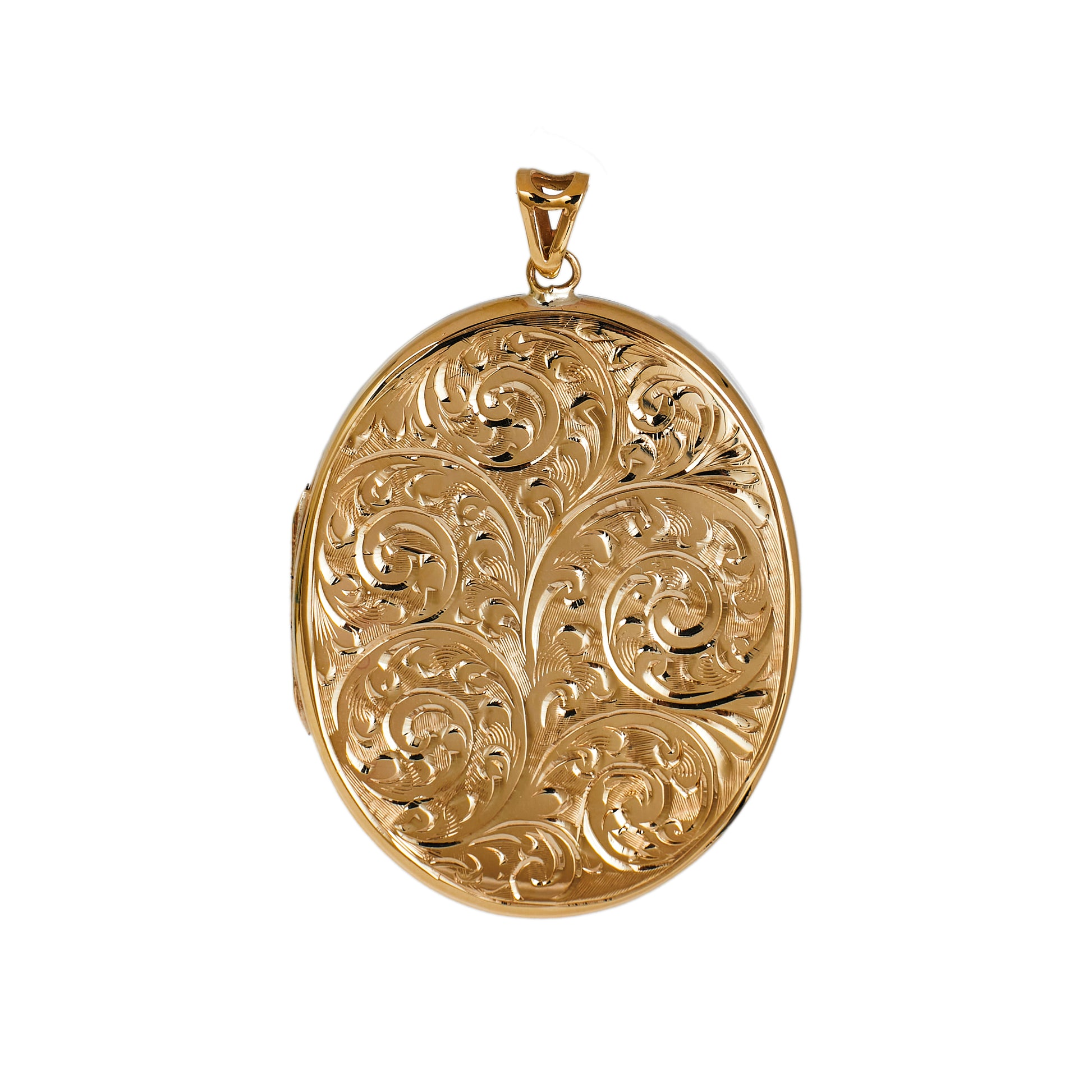 Pre-Owned 9ct Gold Oversized Swirl Pattern Locket Pendant