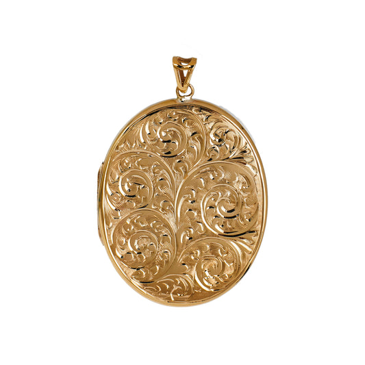 Pre-Owned 9ct Gold Oversized Swirl Pattern Locket Pendant