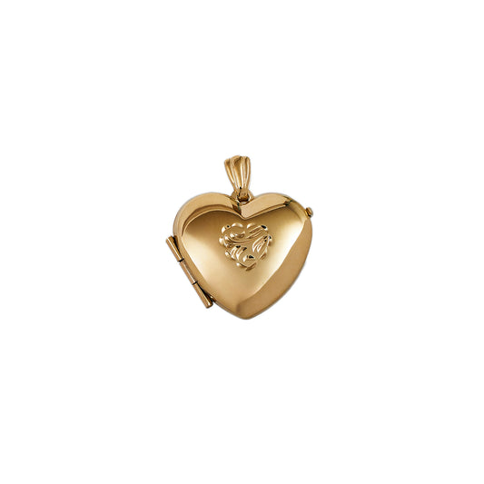 Pre-Owned 9ct Gold Small Patterned Heart Locket