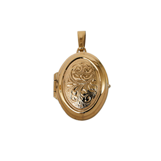 Pre-Owned 9ct Gold Patterned Oval Locket