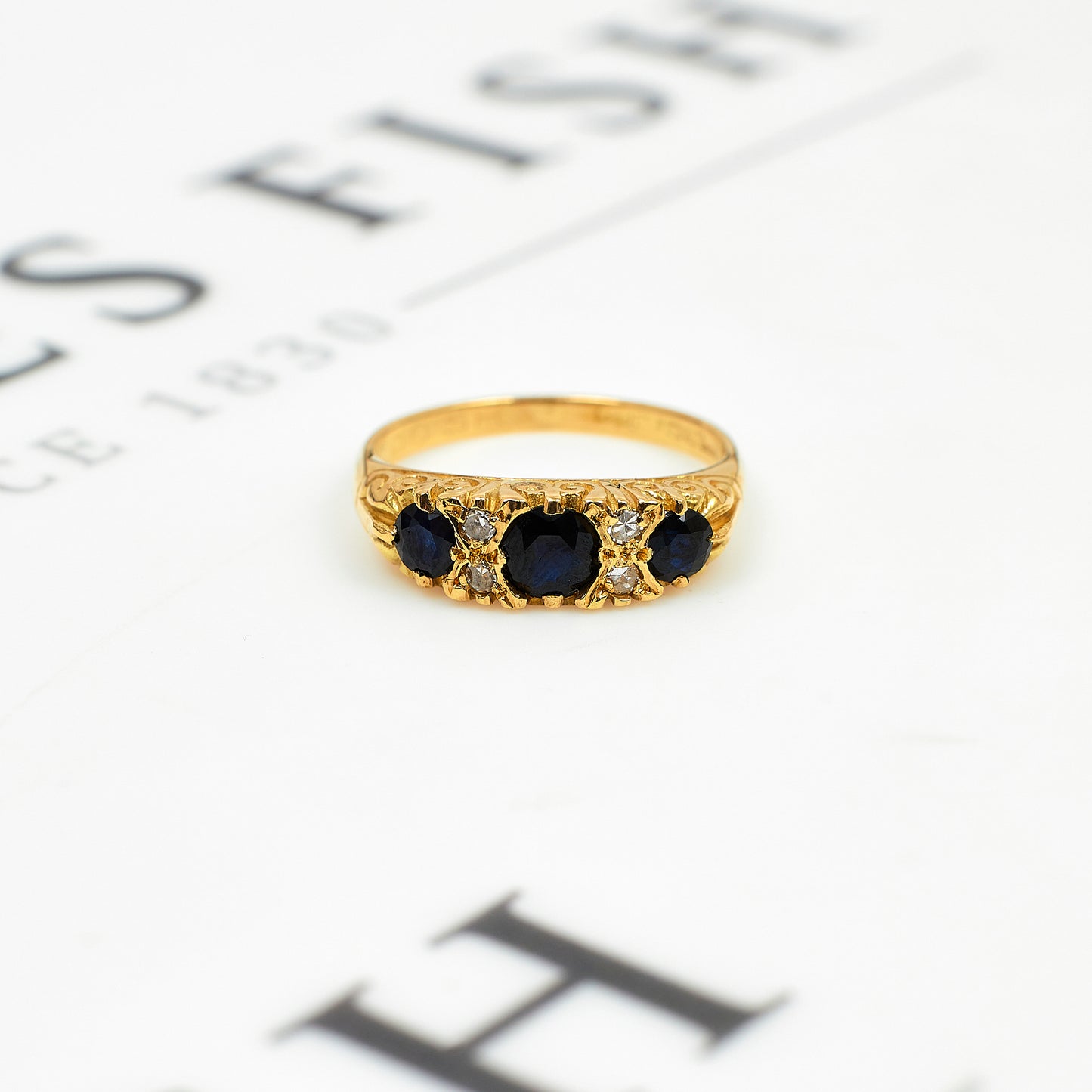 Pre-Owned 18ct Gold Sapphire & Diamond Ring - Size M