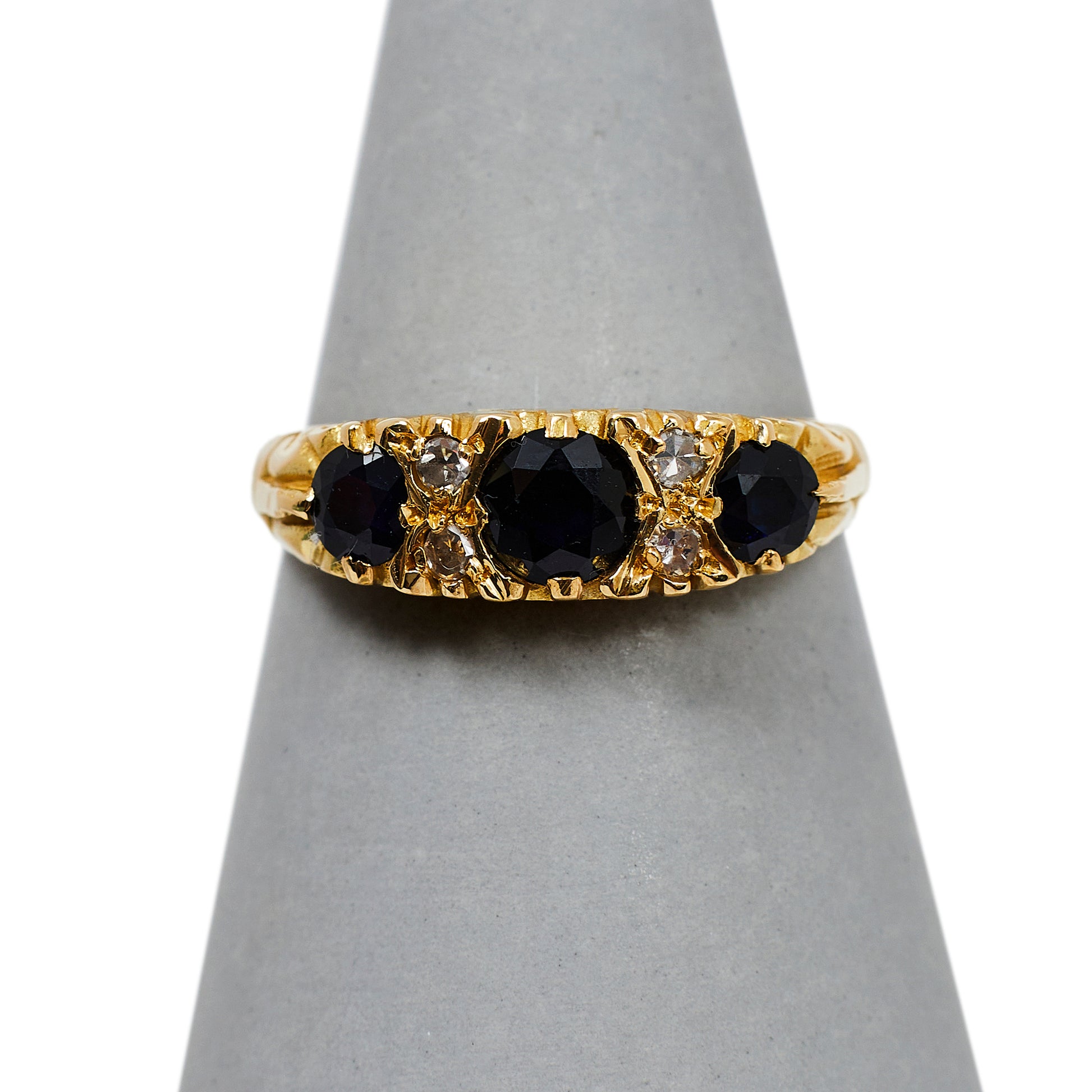 Pre-Owned 18ct Gold Sapphire & Diamond Ring - Size M