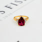 Pre-Owned 18ct Gold Pear Cut Rubellite & Diamond Ring Size L.5