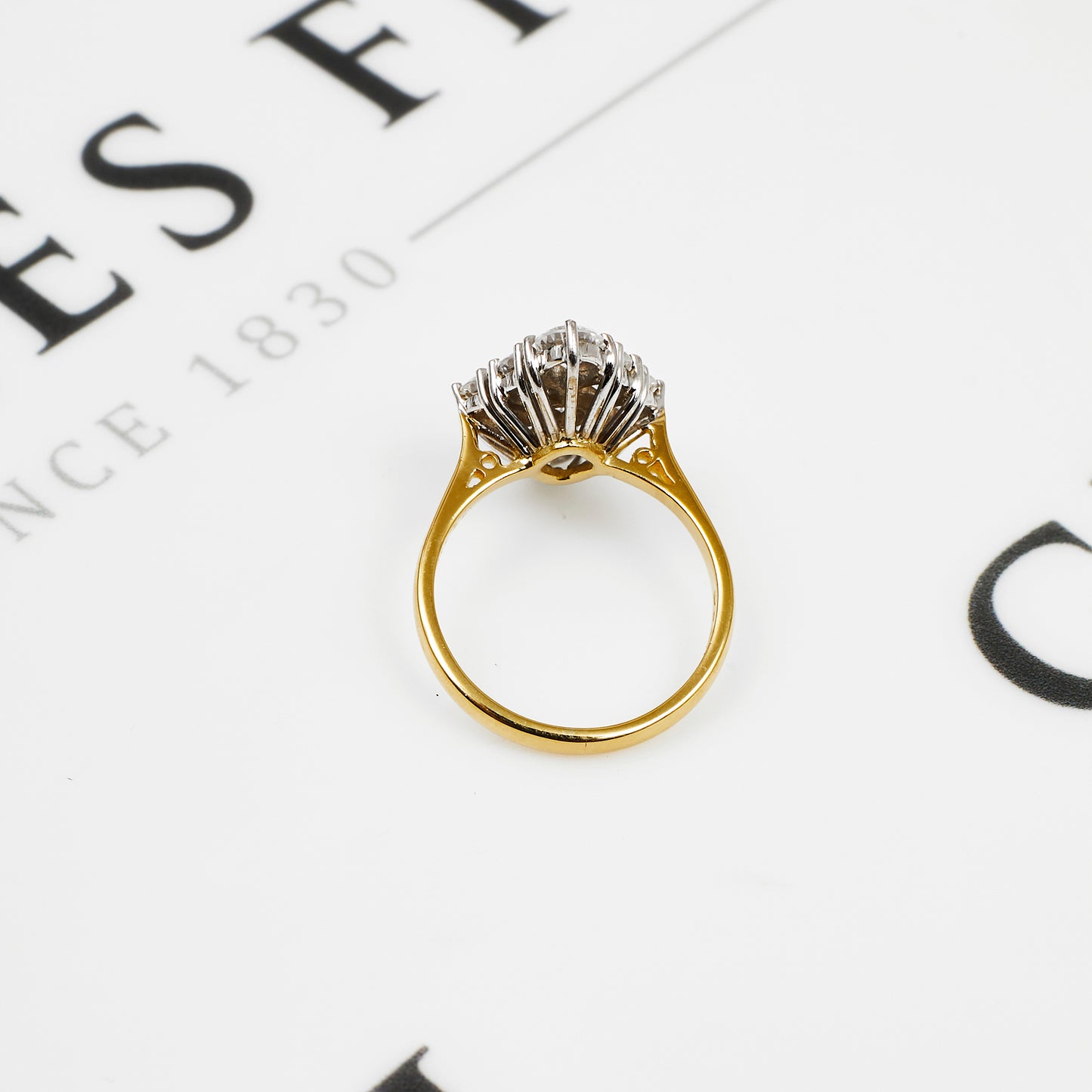 Pre-Owned 18ct Gold Rhombus Cubic Zirconia Dress Ring