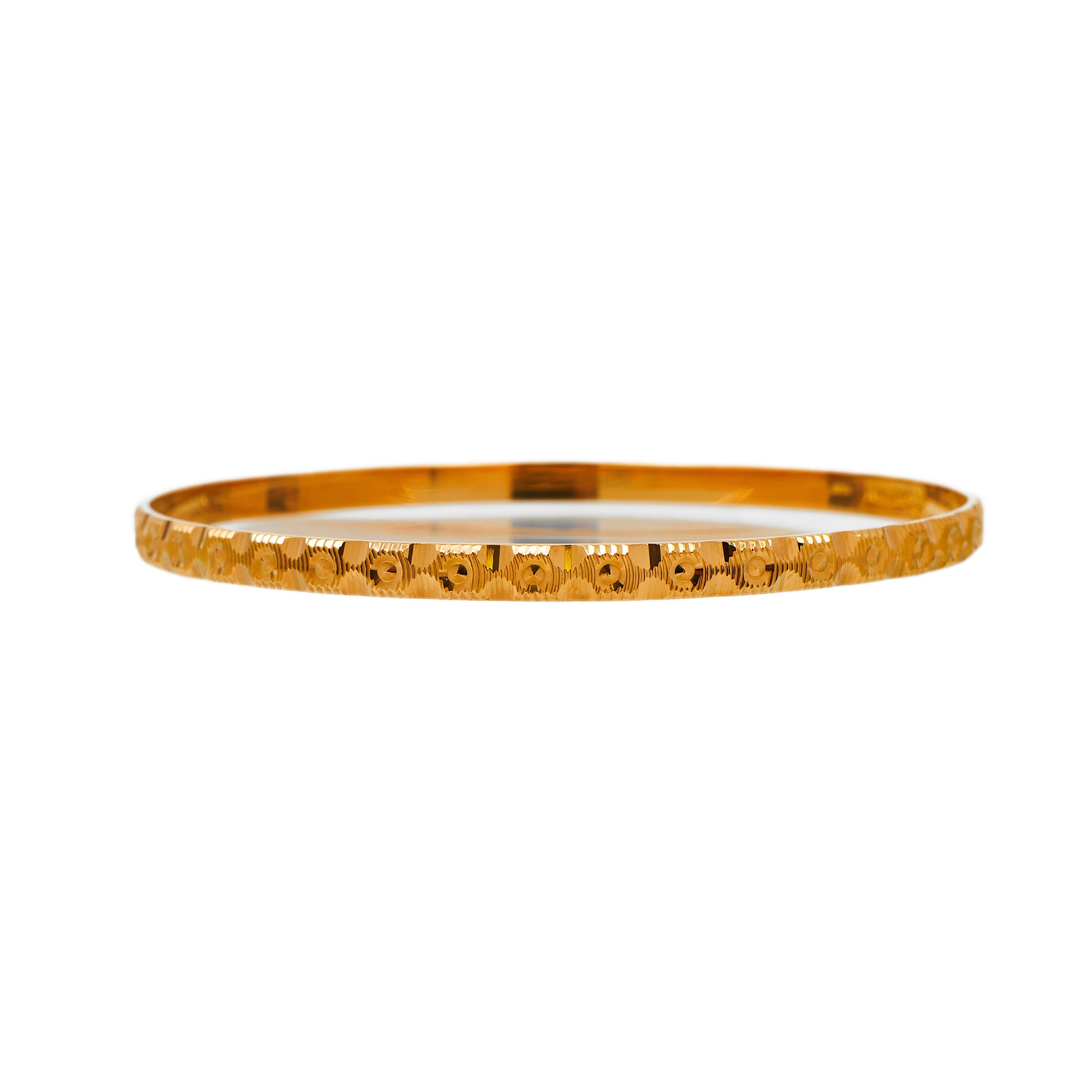 Pre-Owned 22ct Gold Faceted Circle Design Bangle 