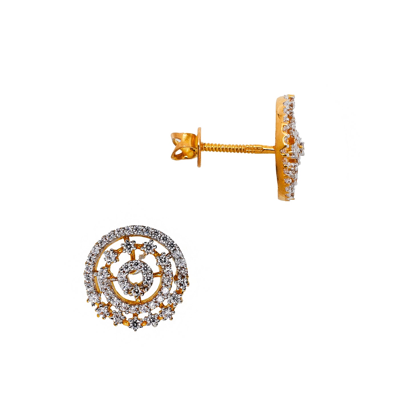 Pre-Owned 22ct Gold CZ Circle Stud Earrings