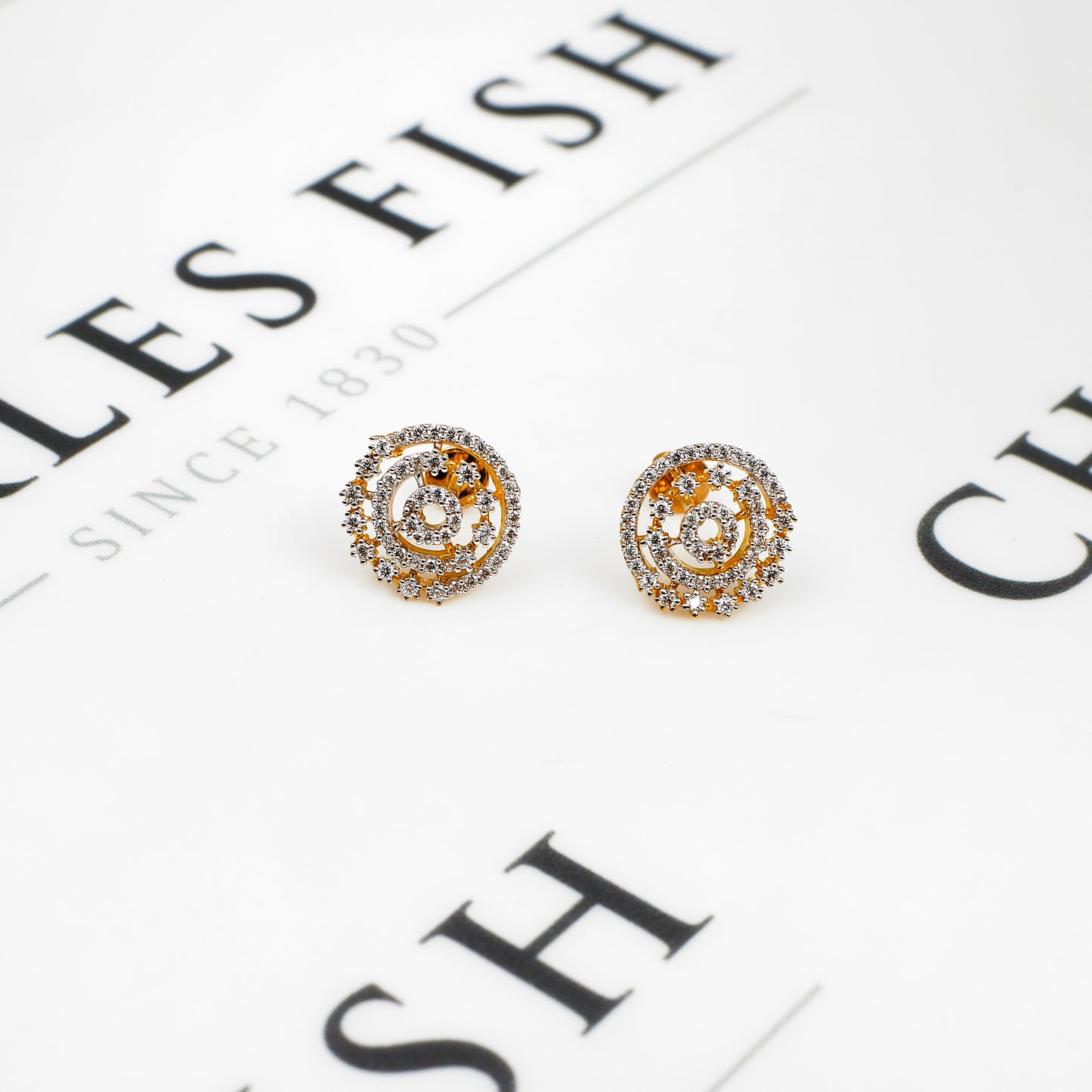 Pre-Owned 22ct Gold CZ Circle Stud Earrings