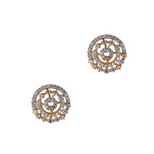 Pre-Owned 22ct Gold CZ Circle Stud Earrings