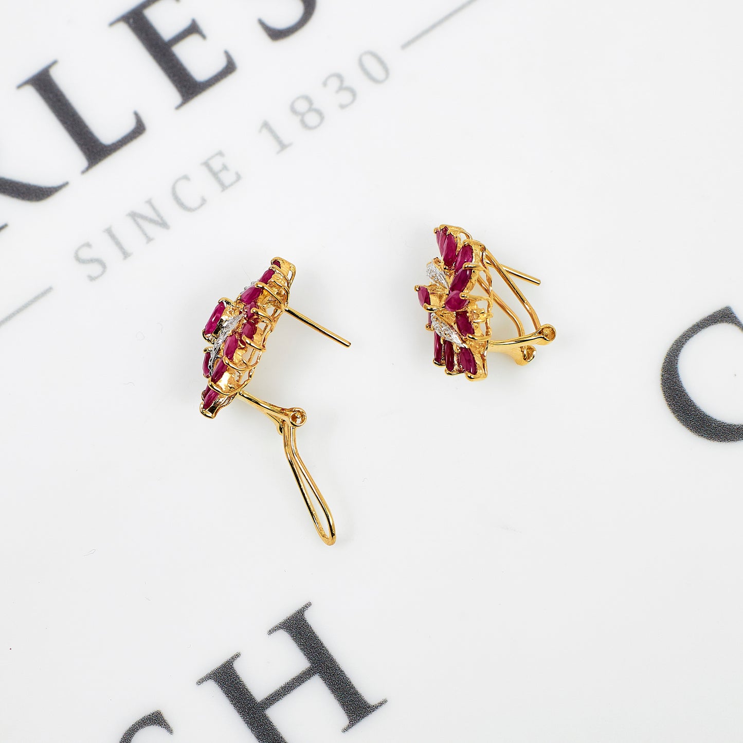 Pre-Owned 14ct Gold Diamond & Ruby Earrings