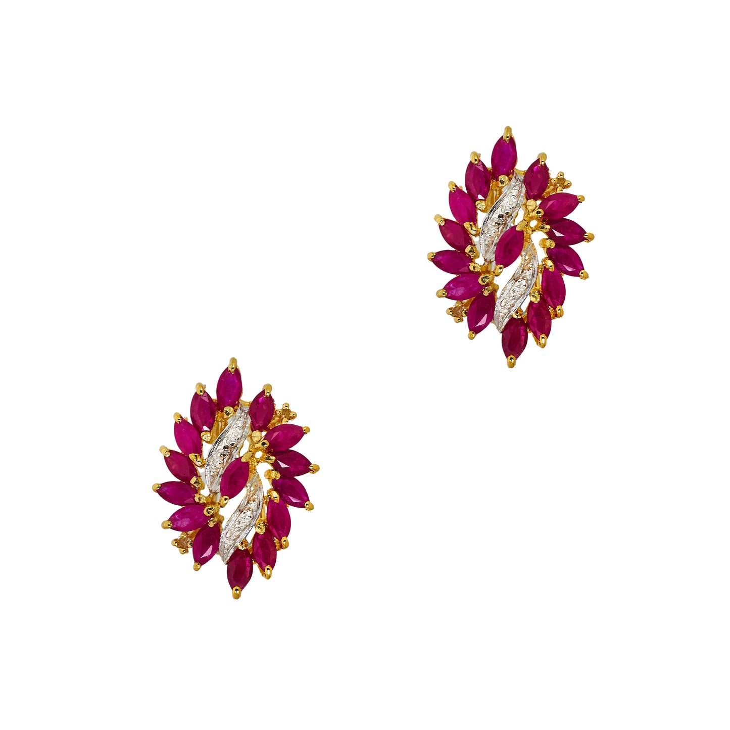 Pre-Owned 14ct Gold Diamond & Ruby Earrings